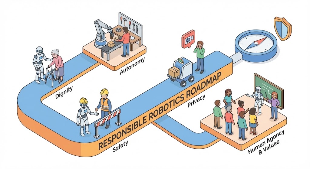 AI-generated illustration for the Responsible Robotics Roadmap