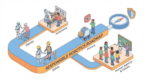 AI-generated illustration for the Responsible Robotics Roadmap